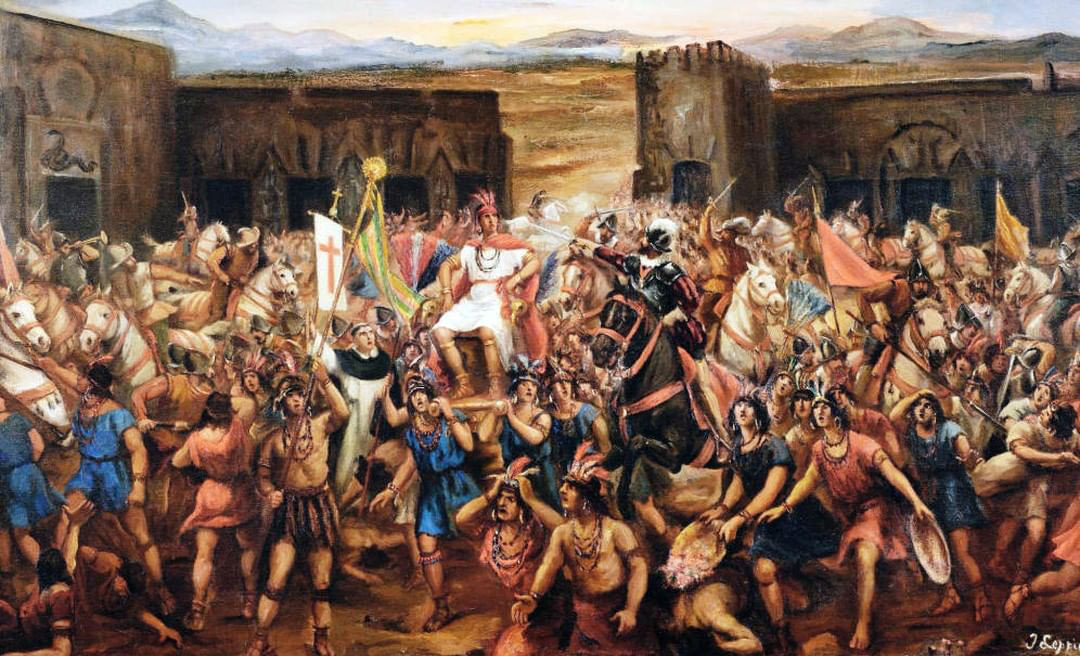 Cuadro de la Batalla de Cajamarca, en 1532 Cuadro de la Batalla de Cajamarca