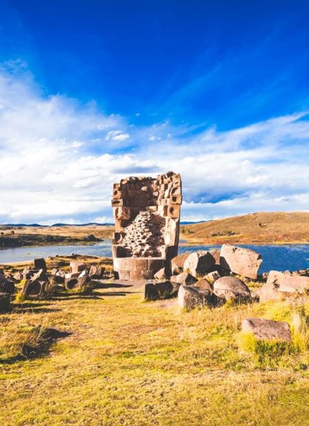 Sillustani is a pre-Incan burial ground on the shores of Lake Umayo near Puno in Peru
